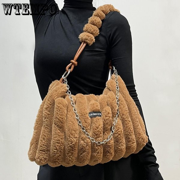 Elegante Bolso Cruzado De Felpa Tie-Dye Para Mujer - Gran Capacidad, Correa Ajustable Y Desmontable, Cierre De Cremallera, 2024, Bandolera, Adecuado Para NiñAs MarróN-image