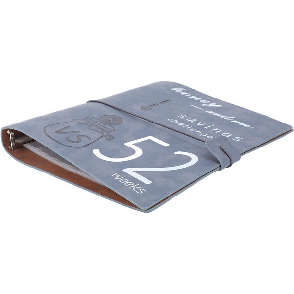 Libro Del DesafíO De Ahorro De Dinero De 52 Semanas Cuero PelíCula De PP Libro De DesafíO De Presupuesto Reutilizable Planificador Con Sobres Para Rellenar Con Efectivo Gris-image
