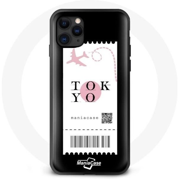 Funda - Maniacase - Iphone 13 Pro - Silicona Negra - Flexible - Billete De AvióN Tokio Negro-image