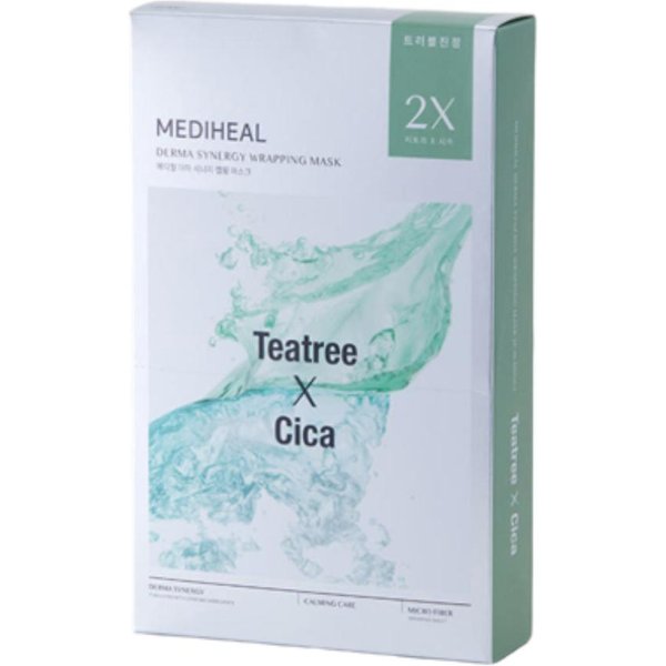 Mediheal Derma Synergy Maska WrappująCa Drzewo Herbaciane Cica 10 Szt. – KojąCa I ŁAgodząCa Maska W PłAchcie Na Problemy SkóRne White-image