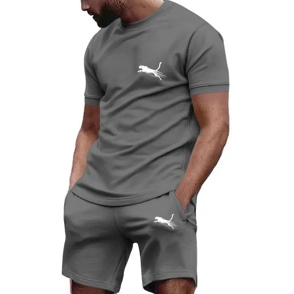 MęSki Letni Garnitur Sportowy MęSki Garnitur Fitness Garnitur Sportowy T-Shirt Z KróTkim RęKawem + Szorty SzybkoschnąCe Zestawy 2-CzęśCiowe S-image