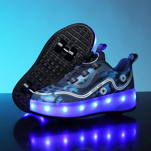 Buty Na KółKach, Wrotki DwukołOwe, Buty Na Rolkach Dla MężCzyzn I Dzieci, Buty Ze śWiatłAmi LED 38 Blue-image
