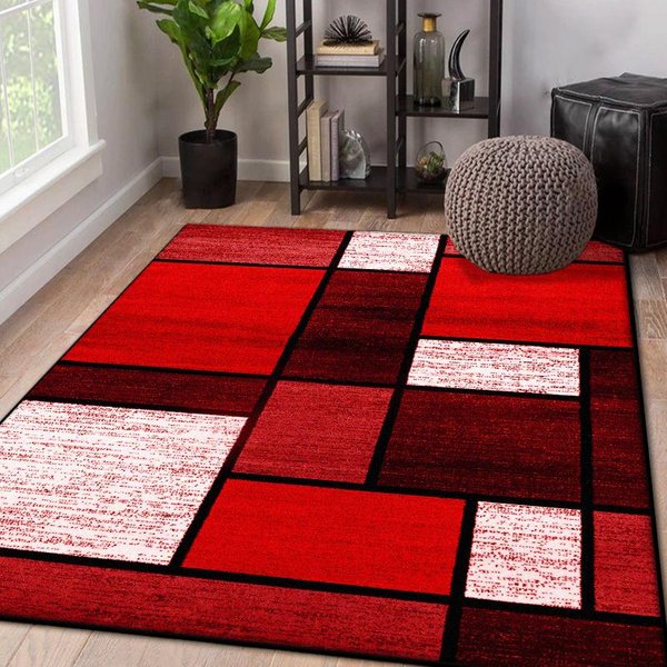 Alfombra NóRdica GeoméTrica Para Sala De Estar Abstracta DecoracióN Del Hogar ÁRea Grande Alfombras Antideslizantes SalóN Dormitorio Felpudo Suave Y Esponjoso 80*160Cm-image