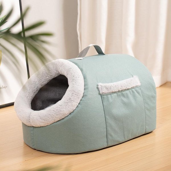 Caseta Para Gatos Para Todas Las Estaciones Caseta CáLida Semicerrada Para Perros Caseta Para Mascotas De Terciopelo Para Dormir Profundamente En Invierno 55*35*30Cm-image