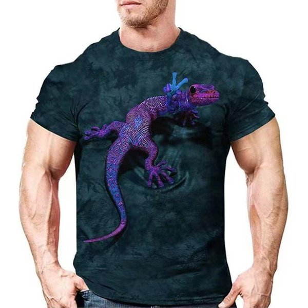 Camisetas CamaleóN Animal Lagarto Estampado 3D Ropa Urbana Hombres Mujeres Moda Oversize Manga Corta Camiseta Camisetas Para NiñOs Tops Ropa 4XL Black-image