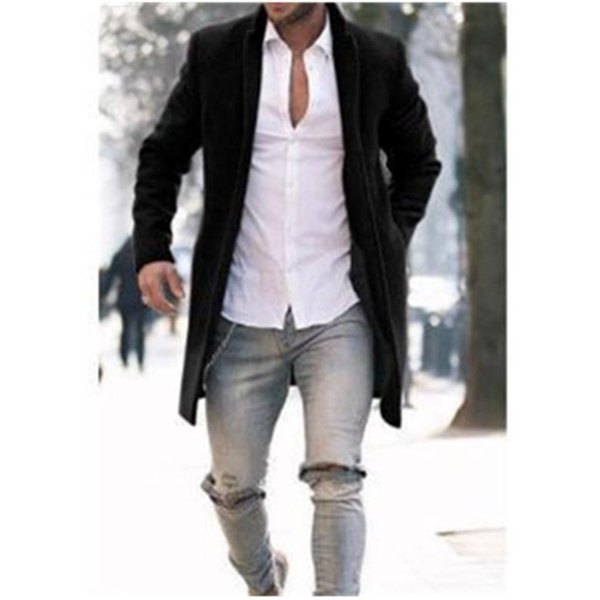 Cortavientos De OtoñO E Invierno Para Hombre Abrigo De Lana De Longitud Media 2XL Gray-image