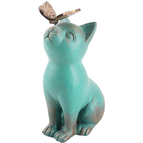 Figurita De Gato Detalles Exquisitos Estilo Retro Textura Moteada Resina Estatua De Gato Sentado Para JardíN-image