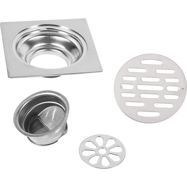 Tapa De DesagüE De BañO Cuadrada De Acero Inoxidable Grueso Antiolor, Compuerta De DesagüE Para Ducha (Tipo 2)-image
