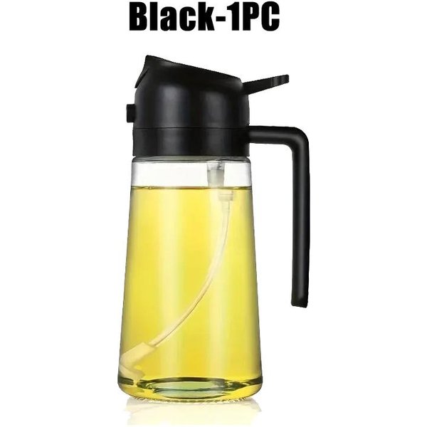 Botella Pulverizadora De Aceite De 550ML Para Barbacoa Cocina 2 En 1 Dispensador De Aceite Vertedores Pulverizador De Aceite De Oliva Cocina Hornear Rociador De Aceite Botella De Vinagre-image