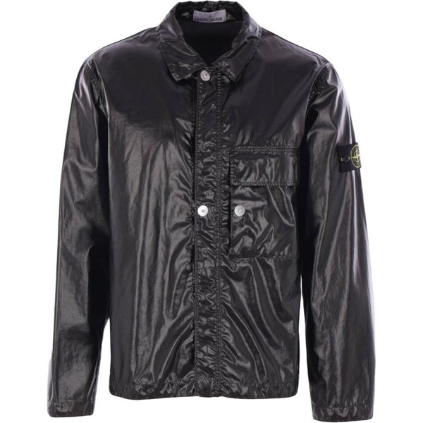 Stone Island Jednolity Kolor KołNierzyk Polo JednorzęDowy DłUgi RęKaw Kurtka MęSkie Kurtki Czarny K1S1512000-01S0022-V0029 L-image