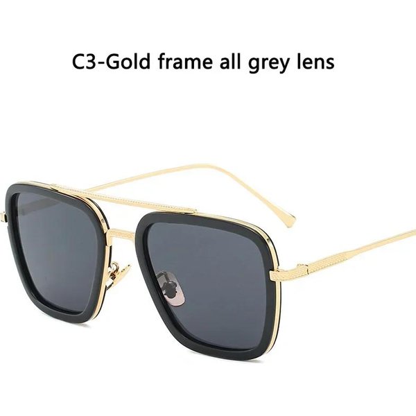 Gafas De Sol Steampunk Tony Stark Unisex Montura De Metal Cuadradas Para Conducir Gafas De Sol De Moda Para Hombres Mujeres As Shown Gray-image