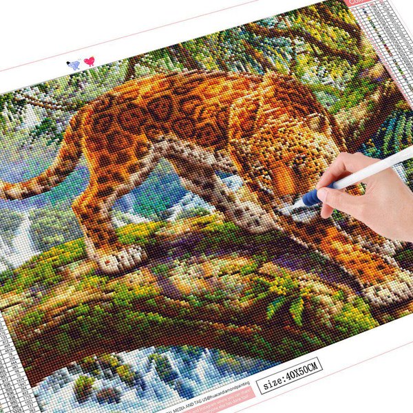 Pintura De Diamantes Animal 5D Leopardo Taladro Completo Redondo Bordado Punto De Cruz 20X30CM-image