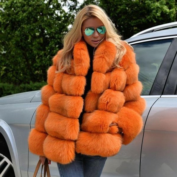 Futro Jesień I Zima Nowe Futro PłAszcz Damski Imitacja Futra PłAszcz Damski Xxxxl Orange-image