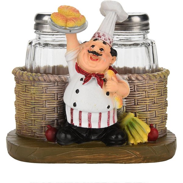 Linda Estatua De Chef Soporte Para Botellas De Sal Y Pimienta Adornos DecoracióN Del Hogar Cocina ArtesaníAs De Resina #B-image
