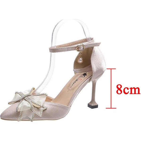 Rimocy Sexy Tacones Finos Bomba De Correa Al Tobillo Zapatos De Fiesta De Boda Para Mujer Elegantes De Punta Zapatos De TacóN Alto De Seda Para Mujer 39 White-image