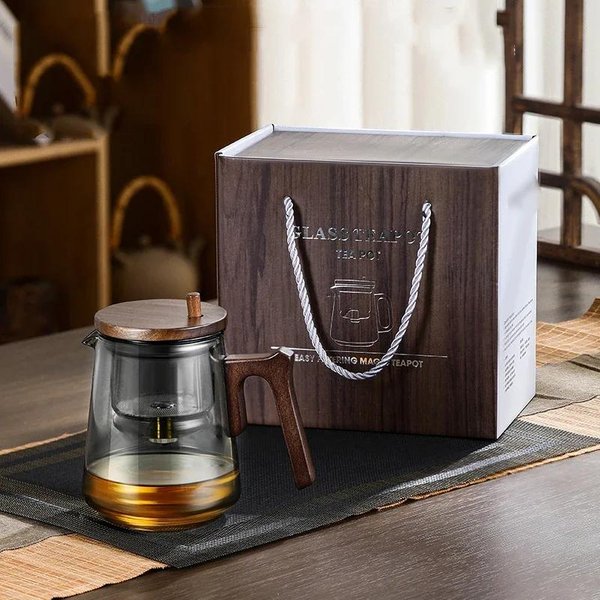 Przezroczysty Szklany Czajnik Z Zaparzaczem Do Herbaty 800 Ml Szklany Czajnik żAroodporny Biuro Dom Ekspres Do Herbaty Szklane Czajniki Do Herbaty Kwiatowej Gray-image