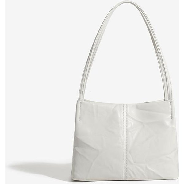 Bolso De Hombro Negro Plegado Para Commuter Perezoso Bolso Todo En Uno Para El Hombro Bolso Cruzado Elegante Para Mujer Blanco-image