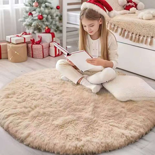 Puszysty DłUgowłOsy Dywan AntypośLizgowy Zmywalny Dywan Do Pokoju DziecięCego Dywan Do Sofy Dywan Do Salonu Dywanik Nocny Dekoracja Domu 60X60CM (2X2FT-image
