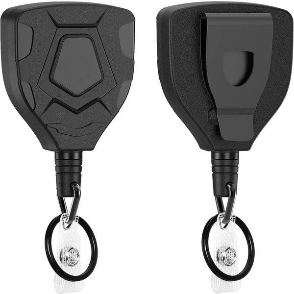 Porta Credencial RetráCtil Con Clip, Llavero Resistente, MosquetóN De Alta Elasticidad, Accesorios Para Exteriores Con Cable De Acero. Negro-image