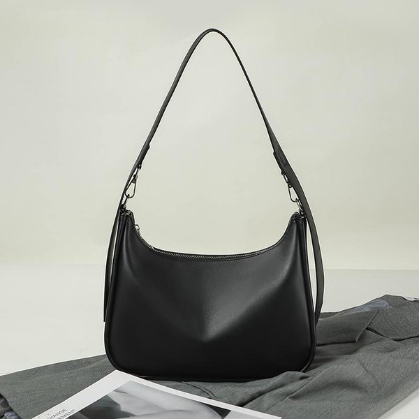 Nuevo Bolso Media Luna Cuero Suave Moda Bolso De Hombro Para Mujer Francesa Bolso De Axila Para Mujer Gray-image