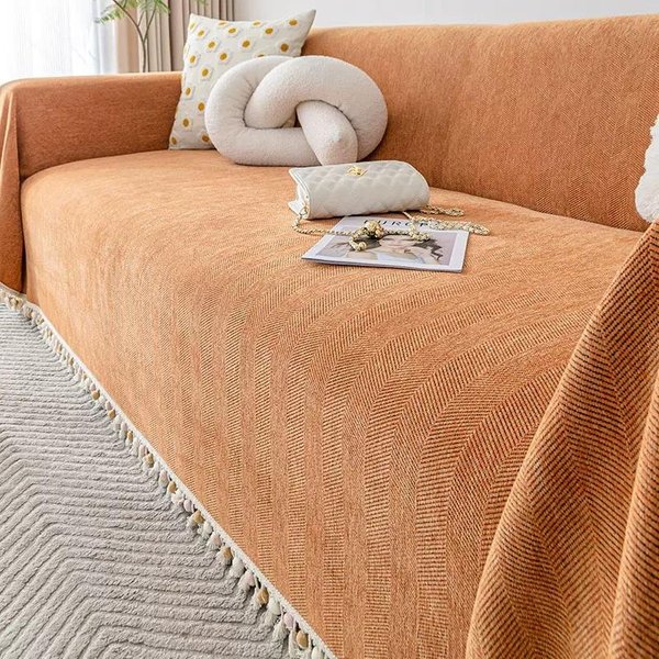 Tela De Chenilla Moderna De Color SóLido Para Sofá Toalla Universal Para Todas Las Estaciones Sala De Estar PatróN De Espiga Toalla Para Sofá Manta Cubierta 180X130Cm1Pcs-image