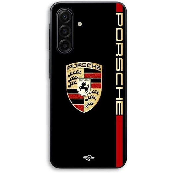 Etui Na Telefon - Maniacase - Samsung Galaxy A27 - Silikon TPU - Czarne - Logo Porsche Czerwone I ZłOte Czarny-image