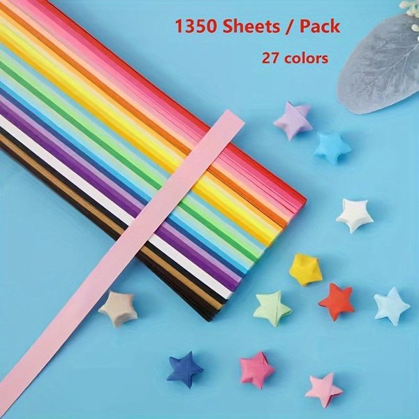 1350 Arkuszy/Zestaw Papier, 27 żYwych KoloróW, Dwustronne Paski Papieru RzemieśLniczego W KształCie Gwiazdy, MateriałY Plastyczne DIY Do Kreatywnego SkłAdania I Dekoracji Pink-image