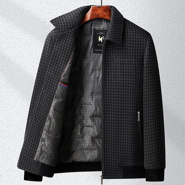 Chaqueta De Solapa Business Con Forro De Lana Engrosado Para Hombres De Mediana Edad Y Ancianos, Nueva Chaqueta Casual Para Hombre OtoñO E Invierno, Chaqueta De Papá 4XL Gris-image