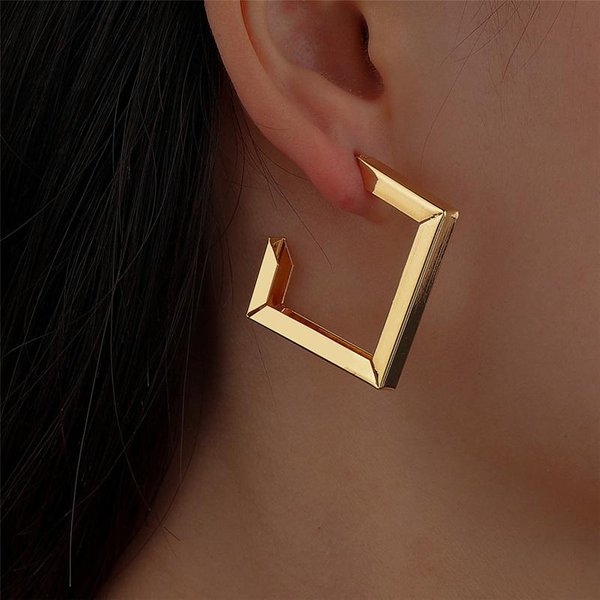 Pendientes Cuadrados Minimalistas Retro Pendientes De Aro Irregulares Nuevos Exagerados Pendiente De Moda Cool Girl Para Mujer Accesorios-image