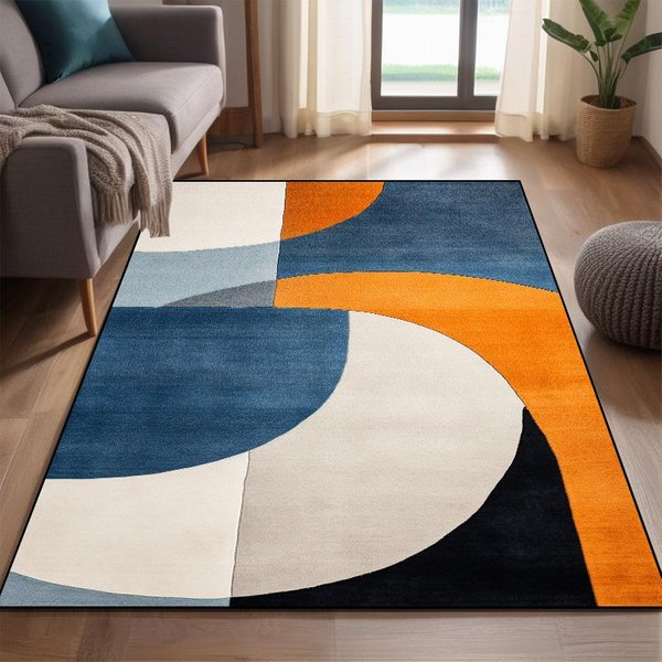 Nowoczesny Dywan W Stylu Skandynawskim Do Pokoi Zmywalny DużY Dywan Do Salonu Kolor Stoliki Kawowe Mata AntypośLizgowe Dywaniki Dekoracyjne Do Szatni 60*90Cm Orange-image