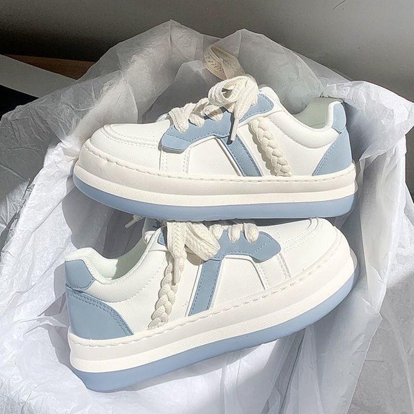 Zapatos Blancos PequeñOs NiñOs OtoñO Nuevo Ins Tendencia Suela Gruesa VersáTil Estudiante Casual Zapatillas De Tabla 40 Azul-image