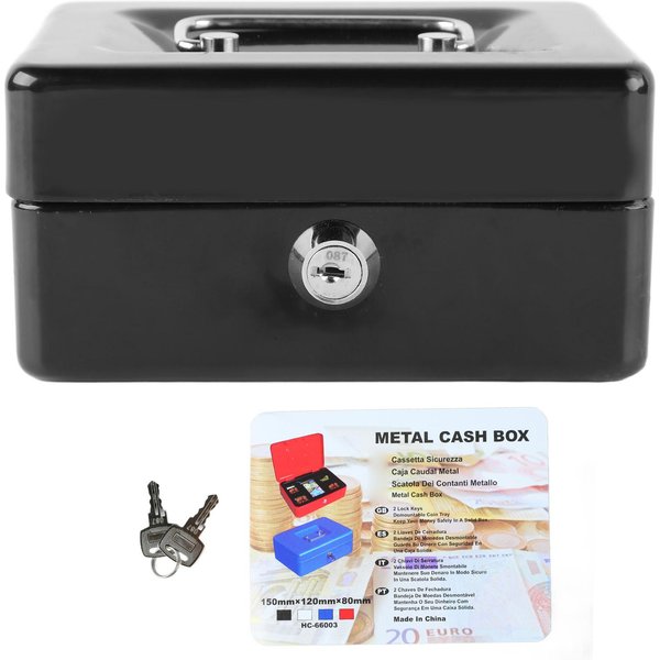 Caja De Dinero MetáLica Con Cerradura Seguridad PortáTil PequeñA Caja De Almacenamiento MetáLica Con 2 Llaves Para Dinero Documento-image