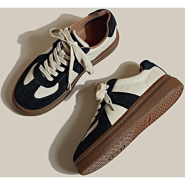 Zapatos De Mujer Primavera Nuevos Zapatos De Suela Gruesa A Juego De Colores Para Estudiantes Zapatos Deportivos Casuales Que Combinan Con Todo Tendencia 40 Black-image