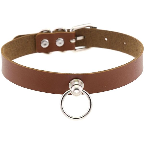 Czarny Gotycki Choker KołNierz Dla Kobiet Naszyjnik Fahsion Gotycki Choker MężCzyźNi Punk Rock SkóRzany Choker Emo Harajuku Steampunk BiżUteria Brown-image