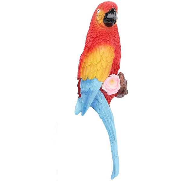 RzeźBa Papugi Wielofunkcyjna Realistyczna RzeźBa ŻYwica Odporna Na Warunki Atmosferyczne Dekoracja Papugi Ozdoby Left Red Macaw Parrot Czerwony-image