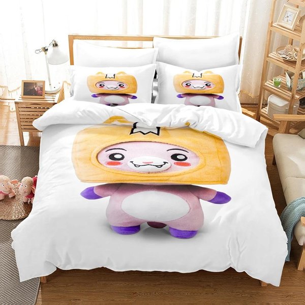 KreskóWki 3D Lankybox PośCiel Poszewka Na KołDrę Z Poszewką Na Poduszkę Rozmiar Jednoosobowy PełNy Queen King MięKka PośCiel Do Domu 70X133Cm 2Pcs Beige-image