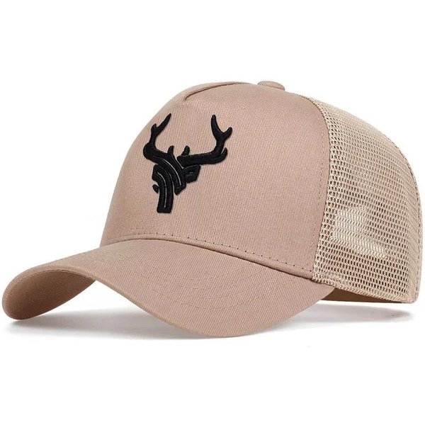 Unisex ZwierzęCe Rogi Haftowane Siatkowe Czapki Baseballowe Wiosna Lato Outdoor Regulowane Codzienne Czapki Czapka PrzeciwsłOneczna Czapka Sportowa Beige-image