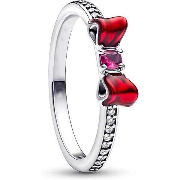 Nuevo Anillo De CorazóN Amor Rojo Rosa Con Lazo, ÓXido De Zirconio Y Esmalte, Plata 925, Anillos De Boda, JoyeríA Fina De Moda Para Mujer, Regalos 6-image