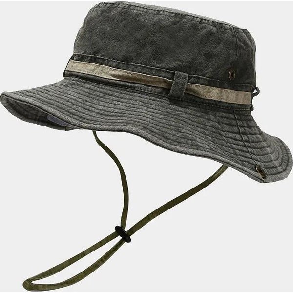 BawełNiany Kapelusz Bucket Hat Rybacki Jednolity Na Wiosnę Lato Outdoor PodróżE Czapka PrzeciwsłOneczna Dla MężCzyzn I Kobiet 155 (Green,56-60Cm Wear) Black-image