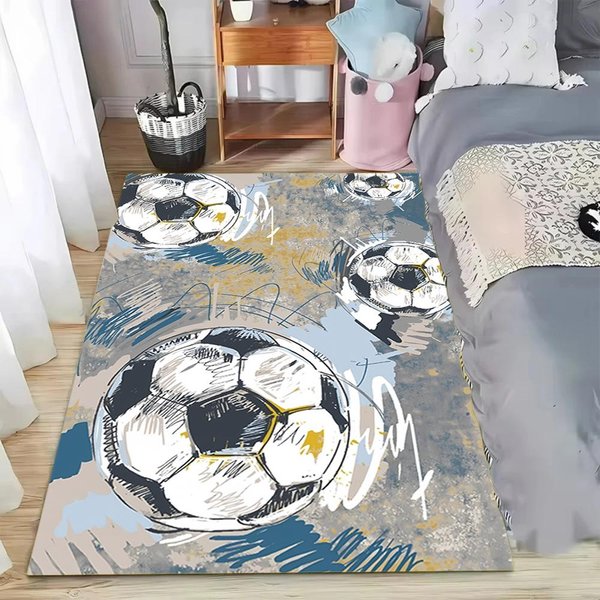 PiłKa NożNa To żYcie Tematyczny Dywan Z Nadrukiem Boiska PiłKarskiego Do Sypialni Dekoracja Sportowa Mata PodłOgowa Dywanik Do Pokoju Zabaw Salonu 80X120Cm-image