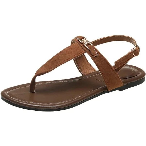Damskie Buty Japonki Damskie SandałY Moda Codzienne SandałY Damskie Pasek Z Klamrą PłAskie Z Odkrytym Palcem Outdoor Damskie Buty 40 Brown-image