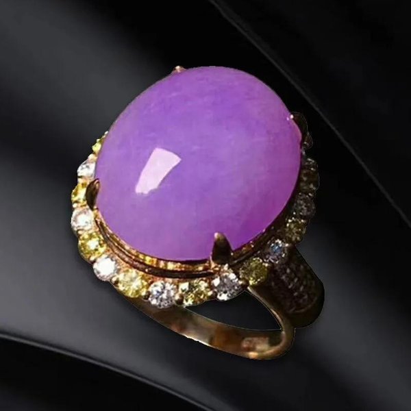 Anillos CláSicos Con CabujóN De Calcedonia Violeta Natural Incrustado Para Mujeres Elegantes De Lujo Ligero JoyeríA De Boda Apertura Ajustable Resizable-image