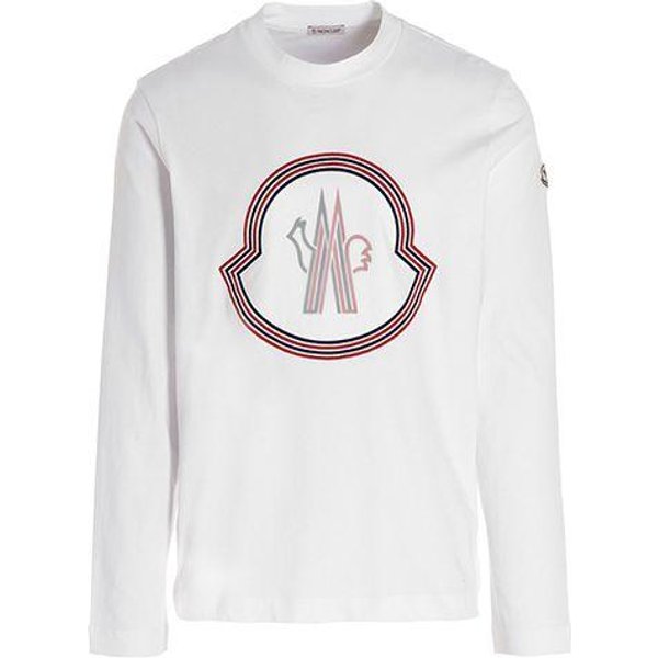 Moncler Camiseta De Manga Larga Con Cuello Redondo Y Estampado GeoméTrico Para Hombre Tops Blanco 8D000058390T001 XXL White-image