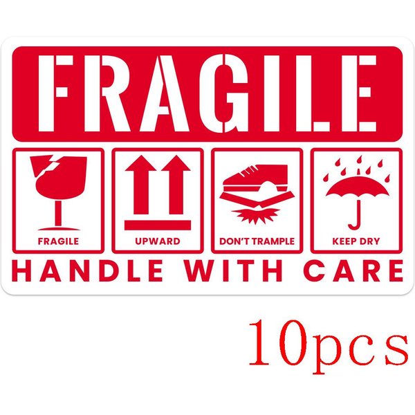10-50 Sztuk Naklejki Ostrzegawcze 'Fragile Handle With Care' Samoprzylepne Uszczelniane Biznesowe Nie Upuszczać Etykiety WysyłKi Ekspresowej DzięKuję Red-image