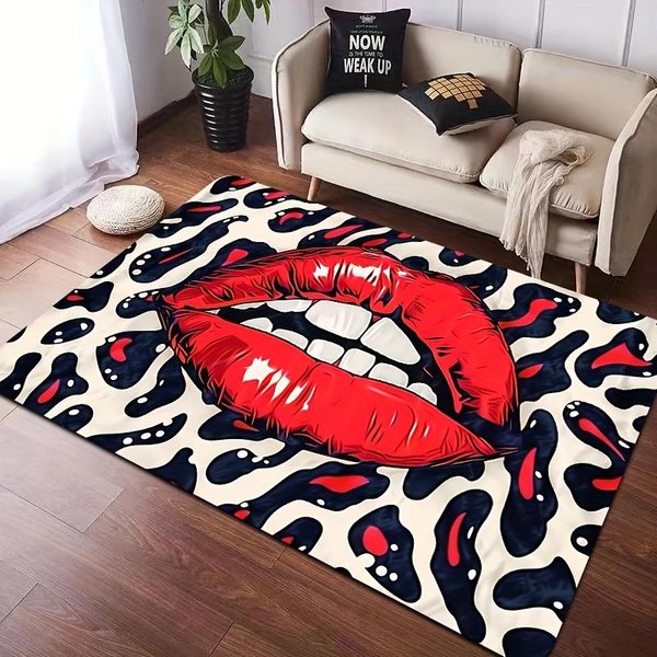 Czerwone Usta Seksowny Dywanik Do Pokoju Gier - Prać W Pralce Mata PodłOgowa Do Sypialni Kuchni Pralni ŁAzienki Przedpokoju, Prezent Dla MężCzyzn Dekoracja 50X80Cm-image