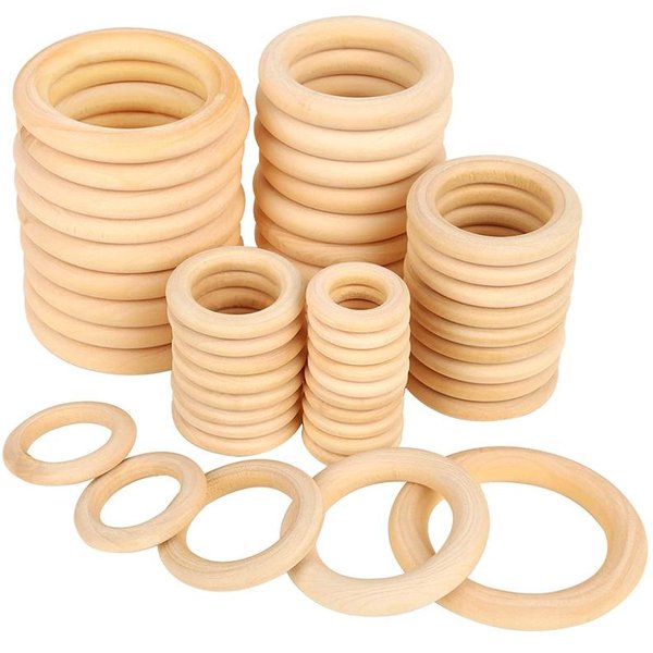 Anillos De Madera Sin Acabar De 20/30/40/50/60/70/80 Mm Anillos De CíRculo De Madera Natural De Color SóLido Para DIY Macramé ArtesaníA Decoraciones De JoyeríA 20Mm 50Pcs Beige-image