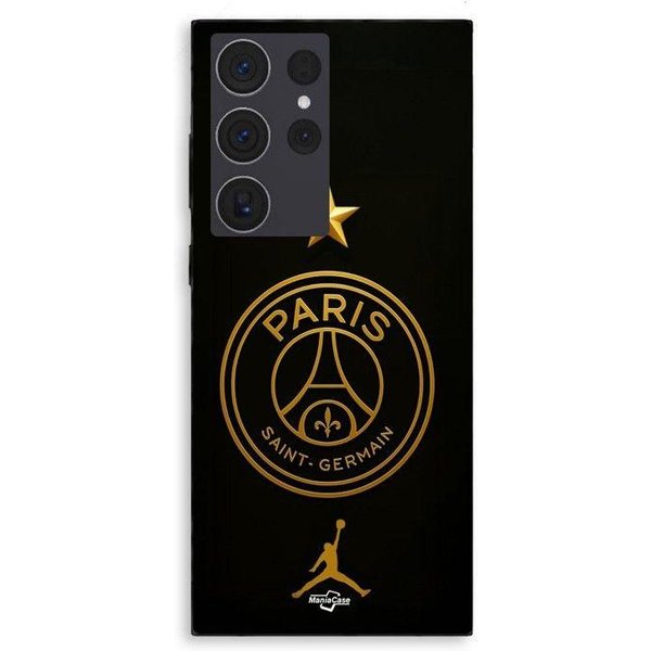 Etui Na Telefon - Maniacase - Samsung Galaxy S23 Ultra - Silikonowe - MięKkie - ZłOte Logo Psg Gwiazda Mistrza-image