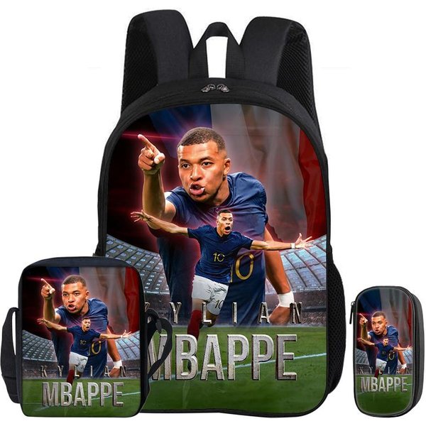 Zestaw 3 Szt. Plecak M-Mbappe Torba Na KsiążKi Gwiazda PiłKi NożNej Torba Na Ramię PióRniki Dziecko Mochila Sportowa Torba Szkolna Prezent Dla Dzieci Rucksack-image