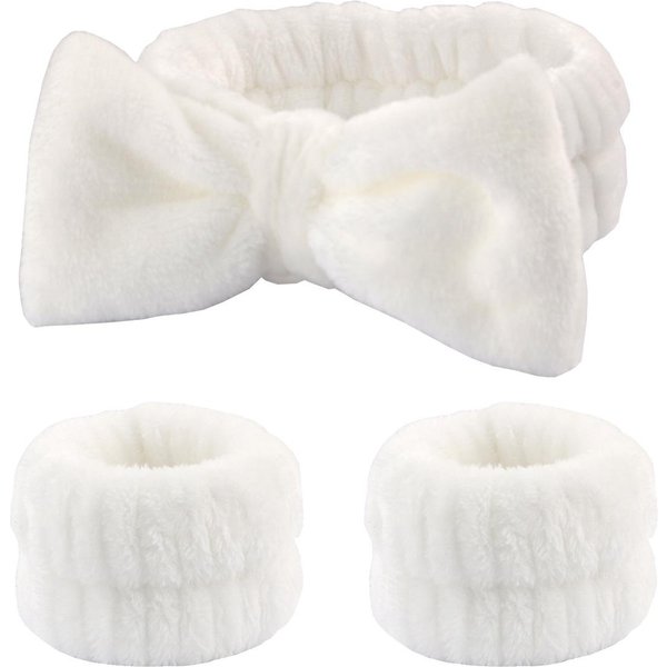Opaski Do Mycia Twarzy Dla Kobiet Coral Fleece Opaski Do WłOsóW Mankiet Wodoodporne Opaski ChłOnne Opaski Opaska Na GłOwę Zestaw AkcesorióW Do WłOsóW White-image