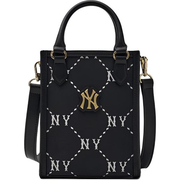 MLB Diamond Monogram 25FW New York Yankees Estampado De Marca Logo De Letras Bolso Tote De PoliéSter Mini Bolsos Tote Para Mujer Negro 7ACRMD35N-50BKS Basic Set (Bag) Black-image